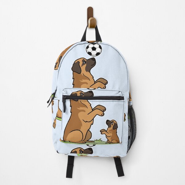 Item preview, Leonberger Dog Dad and Puppy Playing Soccer Cartoon designed and sold by Blupunk.
