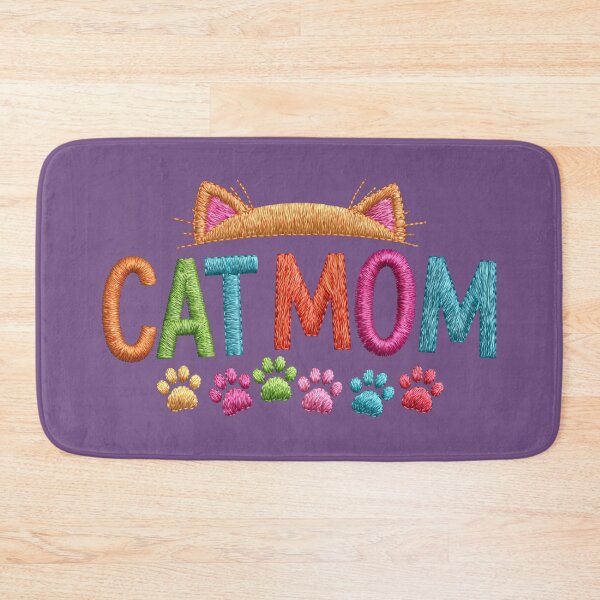 Item preview, Cute Cat Mom Embroidery Typography designed and sold by MegaNovaArt.