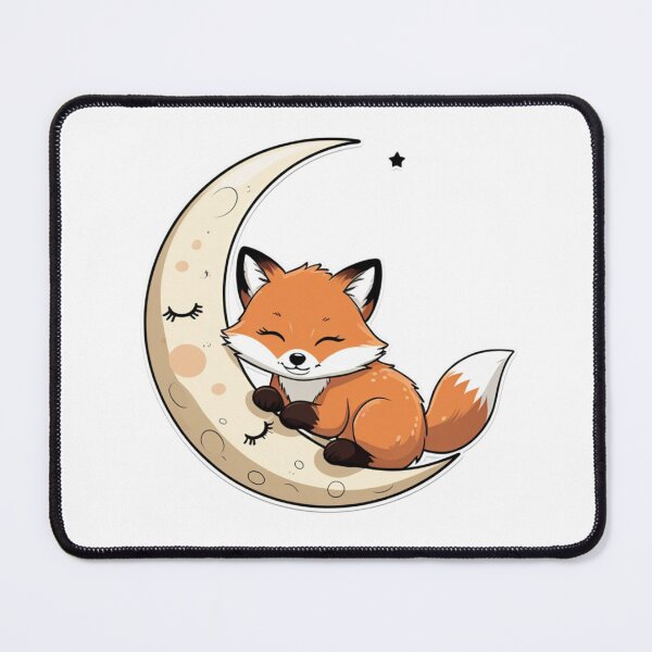 Item preview, Cute baby fox sleeping on a crescent moon designed and sold by kidoramagic.