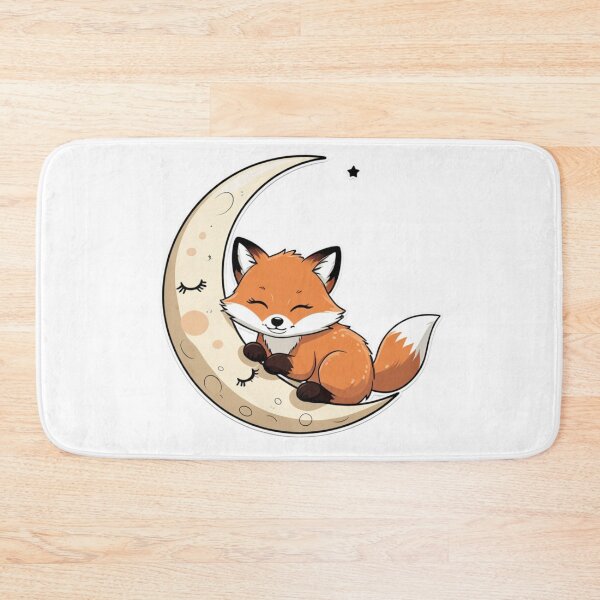 Item preview, Cute baby fox sleeping on a crescent moon designed and sold by kidoramagic.