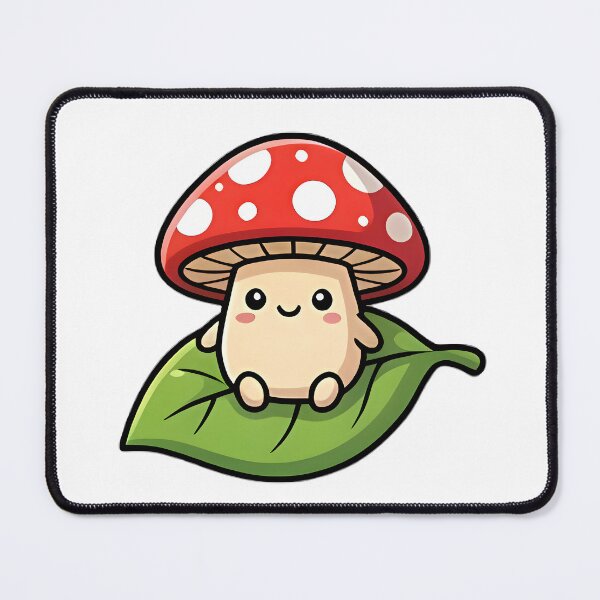 Item preview, Cute Mushroom Sitting on Leaf Kawaii Cartoon designed and sold by KCasual.