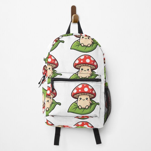Item preview, Cute Mushroom Sitting on Leaf Kawaii Cartoon designed and sold by KCasual.