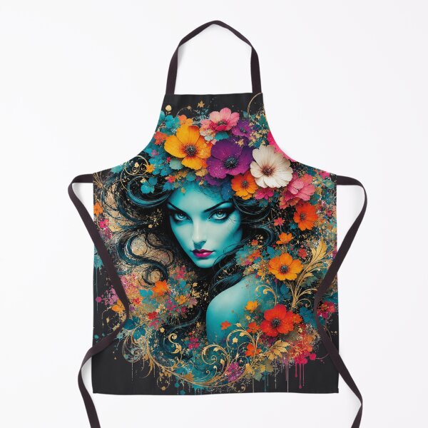Item preview, Enigmatic Teal Goddess - Vivid Art Nouveau Surreal Portrait designed and sold by KrzysztofART.