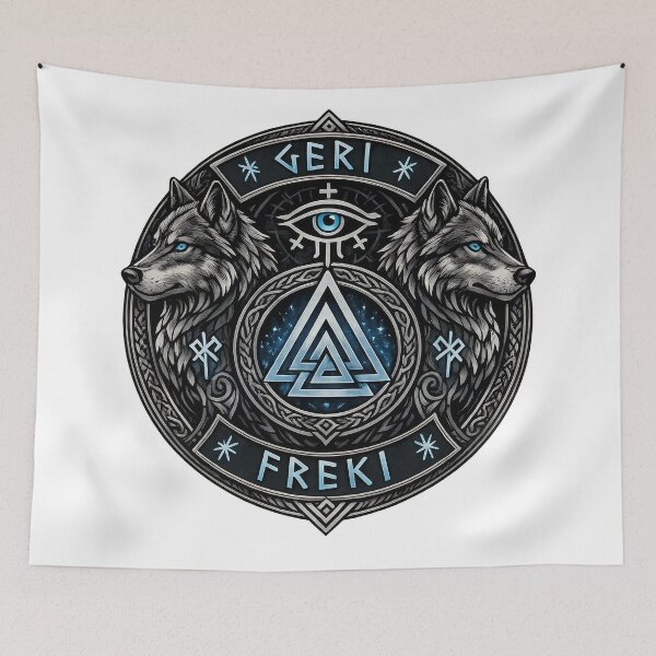 Item preview, Geri and Freki Norse Mythology Viking Wolf Design designed and sold by Daagath.