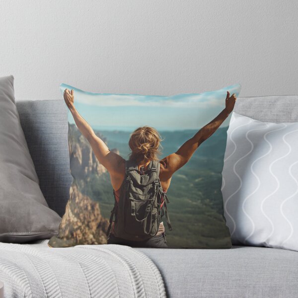 Item preview, Triumphant Hiker Above Mountain Valley designed and sold by Evergreen Horizon Works.