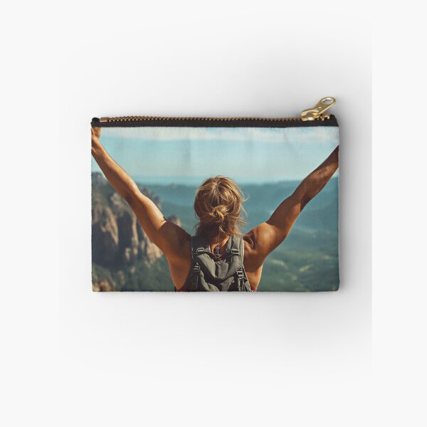 Item preview, Triumphant Hiker Above Mountain Valley designed and sold by Evergreen Horizon Works.