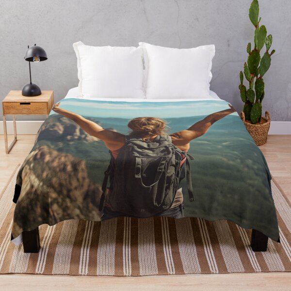 Item preview, Triumphant Hiker Above Mountain Valley designed and sold by Evergreen Horizon Works.