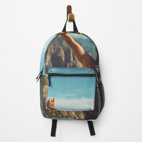 Item preview, Triumphant Hiker Above Mountain Valley designed and sold by Evergreen Horizon Works.