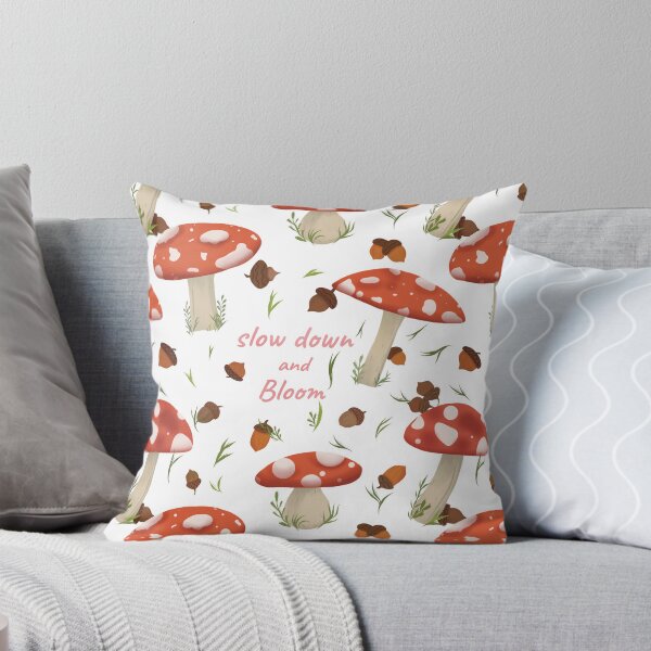 Item preview, Slow Down and Bloom Cottagecore Mushroom Pattern designed and sold by StoriesInGrain.