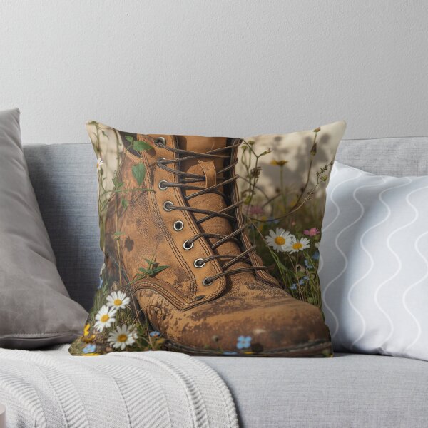 Item preview, Vintage Hiking Boot Wildflower Meadow designed and sold by Evergreen Horizon Works.