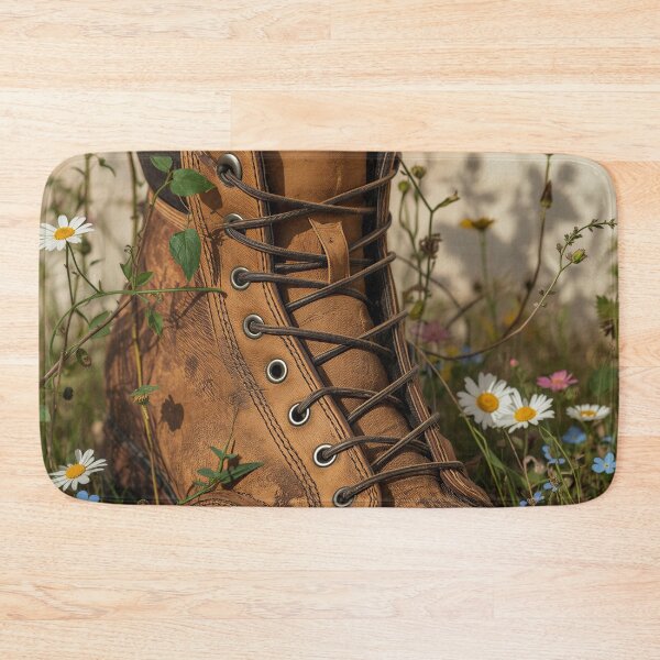 Item preview, Vintage Hiking Boot Wildflower Meadow designed and sold by Evergreen Horizon Works.