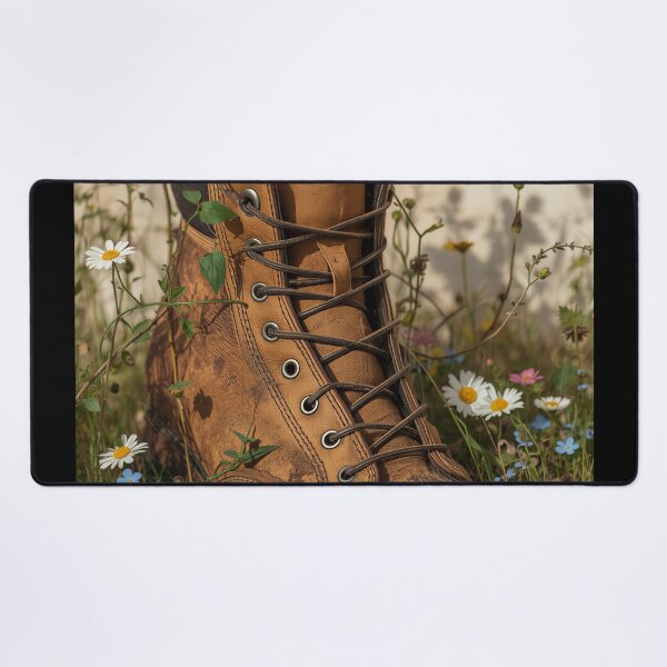 Item preview, Vintage Hiking Boot Wildflower Meadow designed and sold by Evergreen Horizon Works.