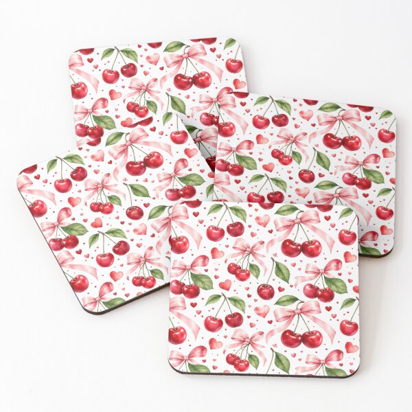 Item preview, Cute Cherry Bow Pattern Phone Case for Girls | Red Cherry Heart Tote Bag for Teenager | Cherry Ribbon Journal for Best Friend | Sweet Cherry Bow Pillow for Daughter designed and sold by Noe Mill.