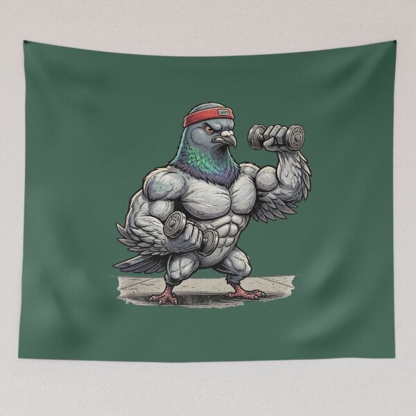 Item preview, Muscular Gym Bro Pigeon Lifting Dumbbells designed and sold by azule1.