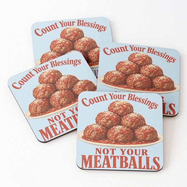 Item preview, Count Your Blessings Not Your Meatballs Retro Food Humor designed and sold by POD DYNASTY | Original Print On Demand T-Shirt Graphics.