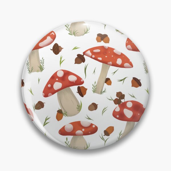 Item preview, Vintage Goblincore Mushroom and Acorn Pattern designed and sold by StoriesInGrain.