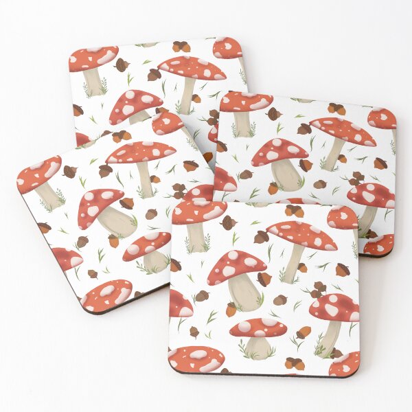 Item preview, Vintage Goblincore Mushroom and Acorn Pattern designed and sold by StoriesInGrain.