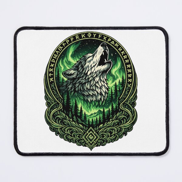 Item preview, Norse Wolf Aurora Borealis | Fenrir Viking Mythology Howling Wolf Nordic Art designed and sold by Daagath.