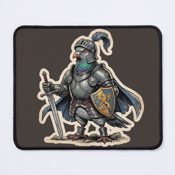 Item preview, Medieval Knight Pigeon with Sword and Shield designed and sold by azule1.