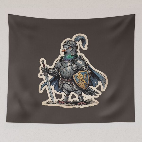 Item preview, Medieval Knight Pigeon with Sword and Shield designed and sold by azule1.