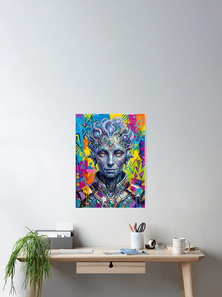 Thumbnail 2 of 3, Poster, Blue alien designed and sold by PP&RAINBOW SHOP.
