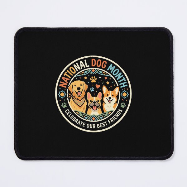Item preview, National Dog Month - Cute Golden Retriever Corgi Frenchie Retro Badge designed and sold by InkImagination1.