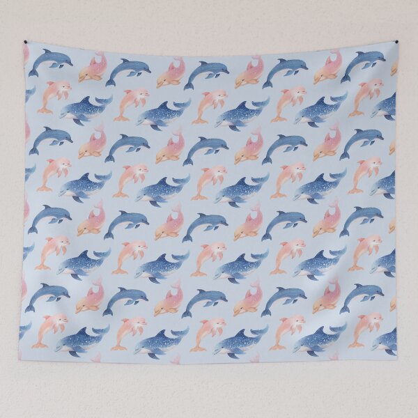 Item preview, Cute Dolphin Seamless Pattern – Pastel Ocean Animal Print for Kids Decor designed and sold by ArtFairy38.