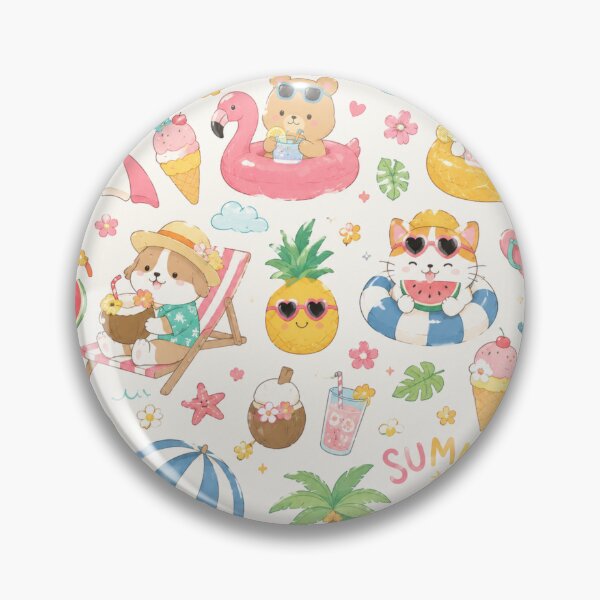 Item preview, Cute Kawaii Summer Beach Party Pattern designed and sold by 0606PM.