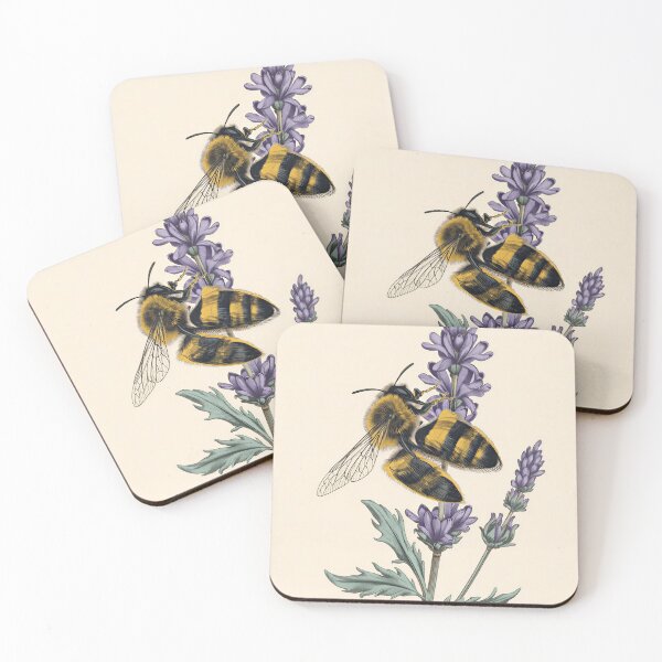 Item preview, Vintage Bumblebee Pollinating Lavender Botanical Illustration designed and sold by Evergreen Horizon Works.