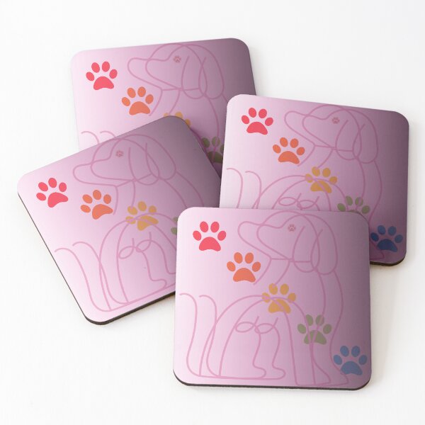 Item preview, Colorful Dog Line Art With Paw Prints designed and sold by Zenith-Prime.