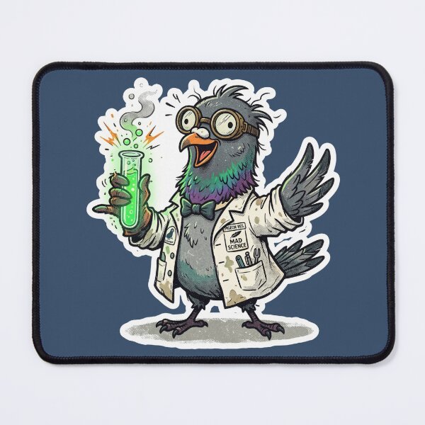 Item preview, Funny Mad Scientist Pigeon with Glowing Test Tube designed and sold by azule1.