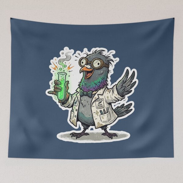 Item preview, Funny Mad Scientist Pigeon with Glowing Test Tube designed and sold by azule1.