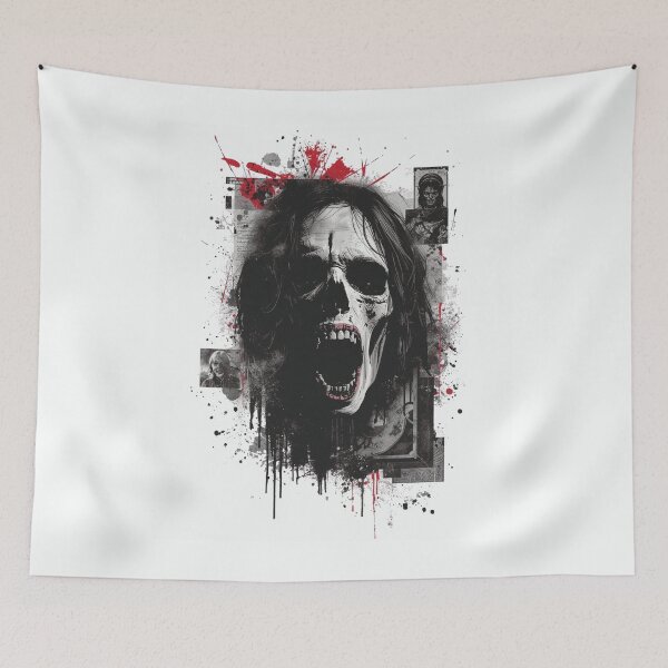 Item preview, Zombie Screaming Skull Grunge Horror Mixed Media Art designed and sold by ERODED SELF.