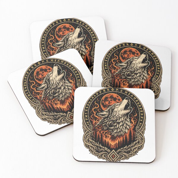 Item preview, Fenrir Blood Moon Wolf | Viking Norse Mythology Fire Wolf Eclipse Art designed and sold by Daagath.