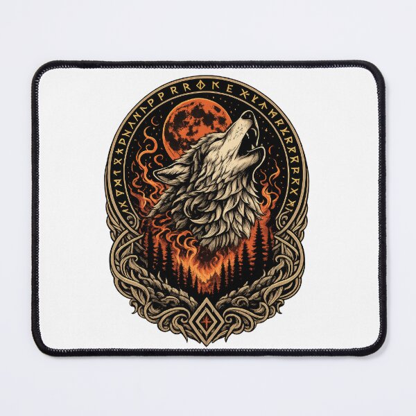 Item preview, Fenrir Blood Moon Wolf | Viking Norse Mythology Fire Wolf Eclipse Art designed and sold by Daagath.
