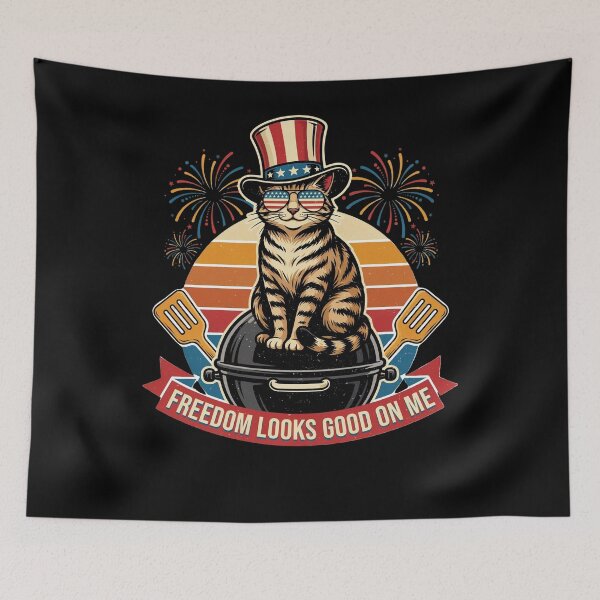 Item preview, Freedom Looks Good On Me Patriotic Cat designed and sold by WikaKowalczyk.