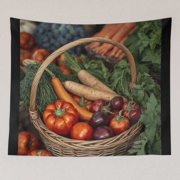 Item preview, Vintage Farm Harvest Basket Fresh Garden Produce Collection designed and sold by Evergreen Horizon Works.