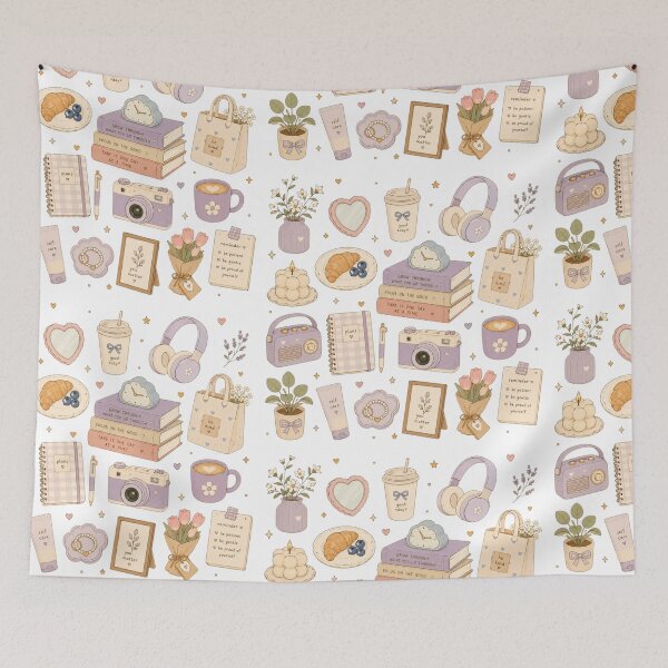Item preview, Soft Purple Aesthetic Lifestyle Doodles  designed and sold by LunaVales.
