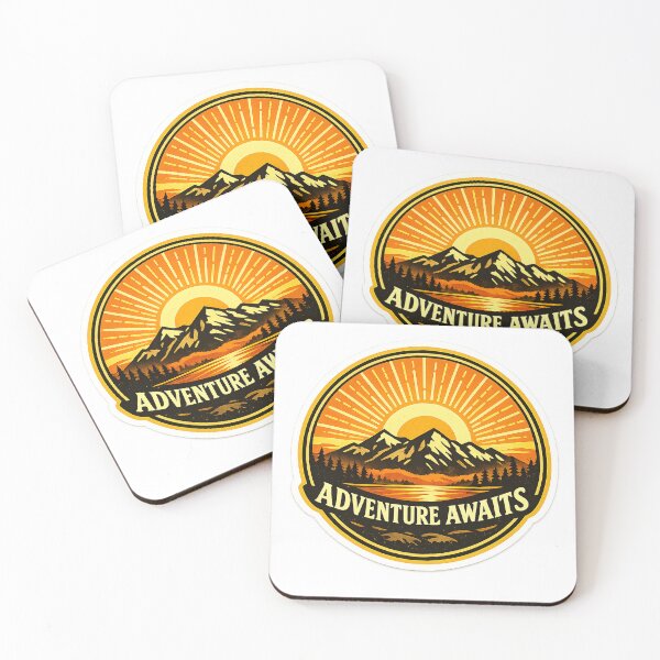 Item preview, Adventure Awaits Vintage Mountain Sunset Badge  designed and sold by Modefissi.