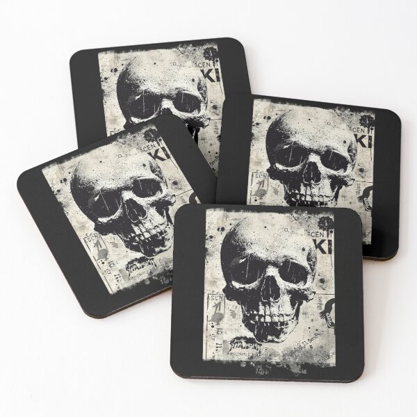 Item preview, Distressed Grunge Skull Mixed Media Vintage Typography Art designed and sold by ERODED SELF.