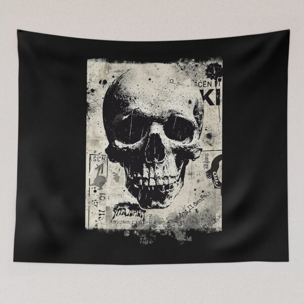 Item preview, Distressed Grunge Skull Mixed Media Vintage Typography Art designed and sold by ERODED SELF.