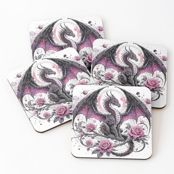 Item preview, Black Dragon And Roses Graphic Design designed and sold by INKRebelGraphic.