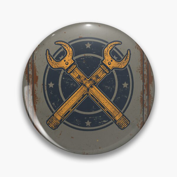 Item preview, Vintage Crossed Pipe Wrenches Industrial Tradesman Badge designed and sold by Evergreen Horizon Works.