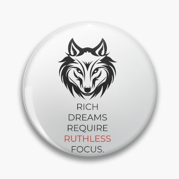 Aperçu de l'œuvre Les rêves de richesse exigent une concentration sans faille - T-shirt graphique de motivation avec un loup créée et vendue par Vvmd.