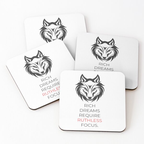 Artikelvorschau, Reiche Träume erfordern rücksichtslose Konzentration – Wolf-Motivationsgrafik-T-Shirt entworfen und verkauft von Vvmd.