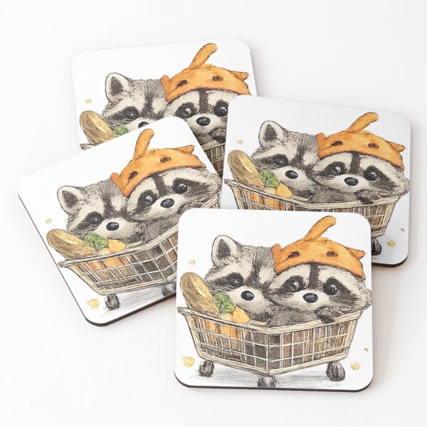 Item preview, Cute Raccoon Couple Shopping designed and sold by Northline Creative.