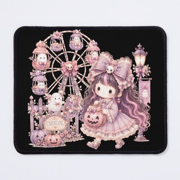 Item preview, Pastel Gothic Halloween Carnival Girl | Cute Coquette Ghost Ferris Wheel Illustration designed and sold by looplandger.