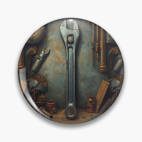 Item preview, Vintage Adjustable Wrench Workshop Mechanic Tool Artwork designed and sold by Evergreen Horizon Works.
