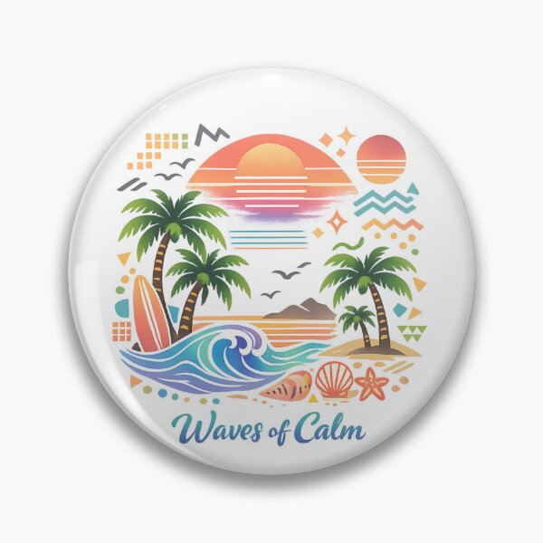 Item preview, Waves of Calm – Colorful Pastel Sunset Beach Design with Palm Trees and Ocean Waves designed and sold by EdgeSphere.