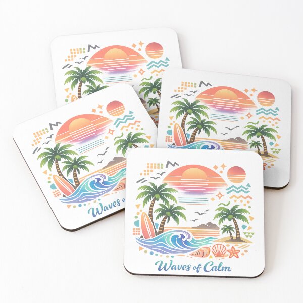 Item preview, Waves of Calm – Colorful Pastel Sunset Beach Design with Palm Trees and Ocean Waves designed and sold by EdgeSphere.
